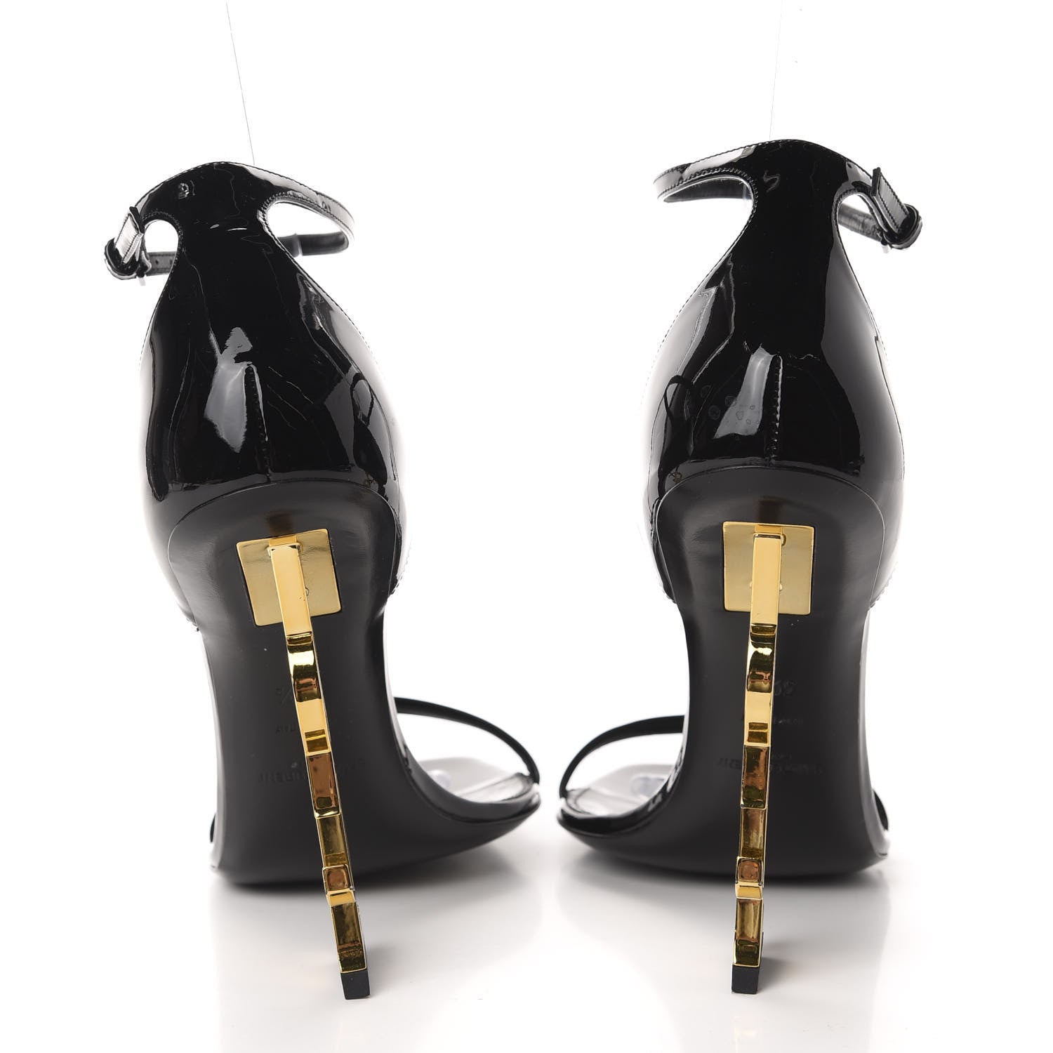 Saint Laurent Patent Calfskin Opyum 110 Sandals 39.5 Black Gold 5 of 8