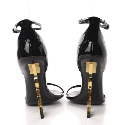 Saint Laurent Patent Calfskin Opyum 110 Sandals 39.5 Black Gold 5 of 8