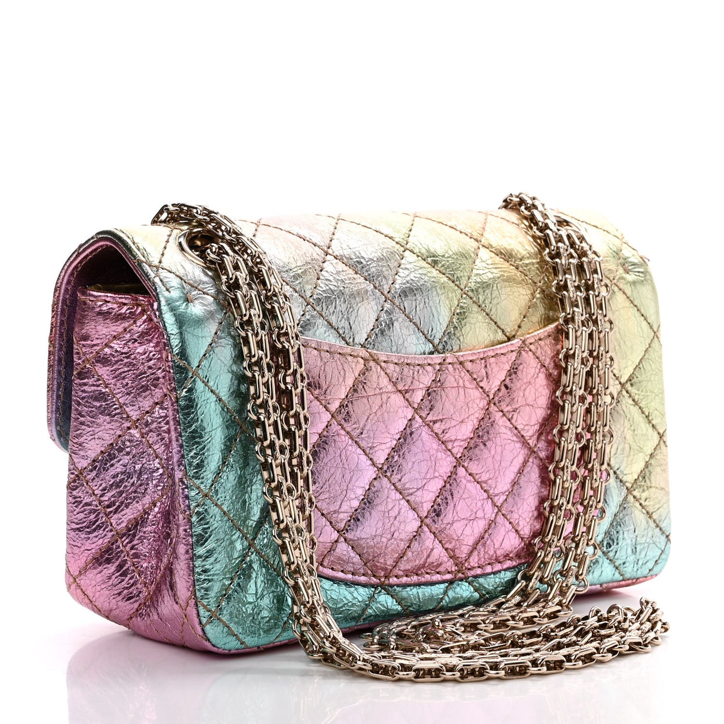 Metallic Goatskin Quilted Mini 2.55 Reissue Flap Multicolor