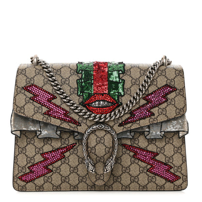 Gucci GG Supreme Monogram Lightning Embroidered Medium Dionysus Shoulder Bag Beige 1 of 12