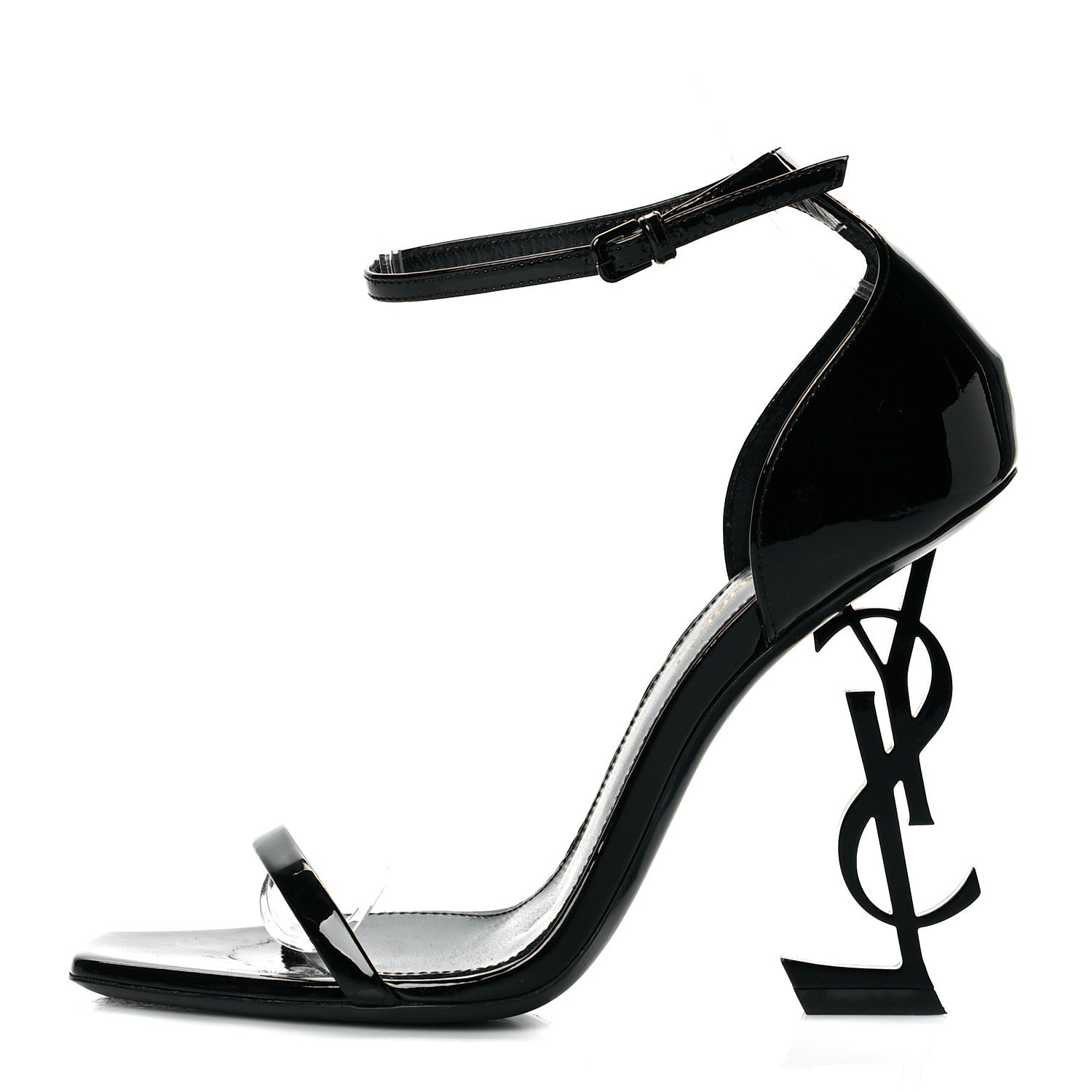 Saint Laurent Patent Calfskin Opyum 110 Sandals 37.5 Black 1 of 11