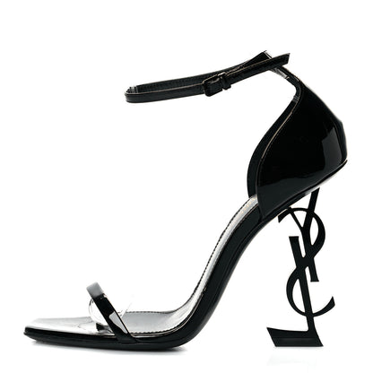 Saint Laurent Patent Calfskin Opyum 110 Sandals 37.5 Black 1 of 11