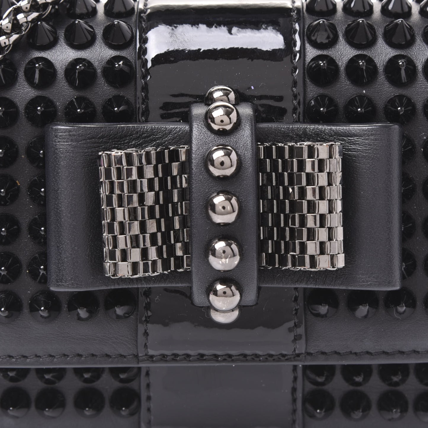 Calfskin Spikes Sweety Charity Crossbody Bag Black