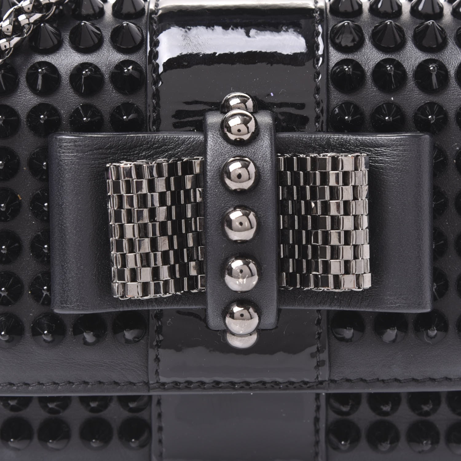 Christian Louboutin Calfskin Spikes Sweety Charity Crossbody Bag Black 8 of 8