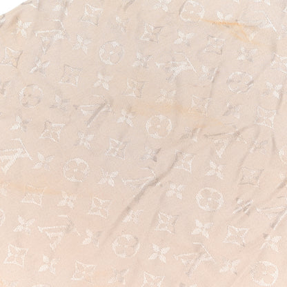 Louis Vuitton Silk Wool Monogram Shine Shawl Greige 9 of 11