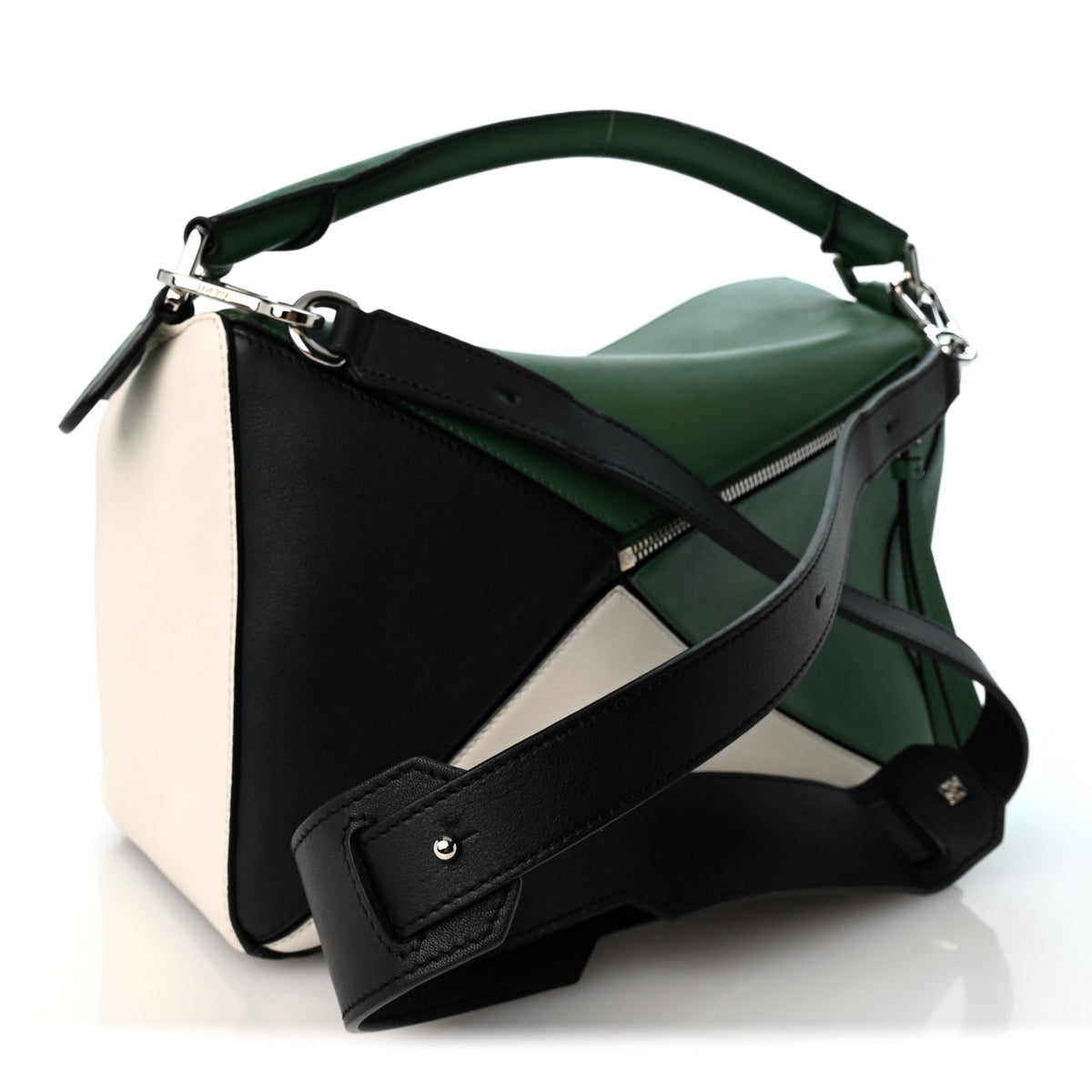 Loewe Calfskin Medium Puzzle Bag Sea Water Green White Black 3 of 10