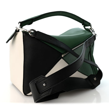 Loewe Calfskin Medium Puzzle Bag Sea Water Green White Black 3 of 10