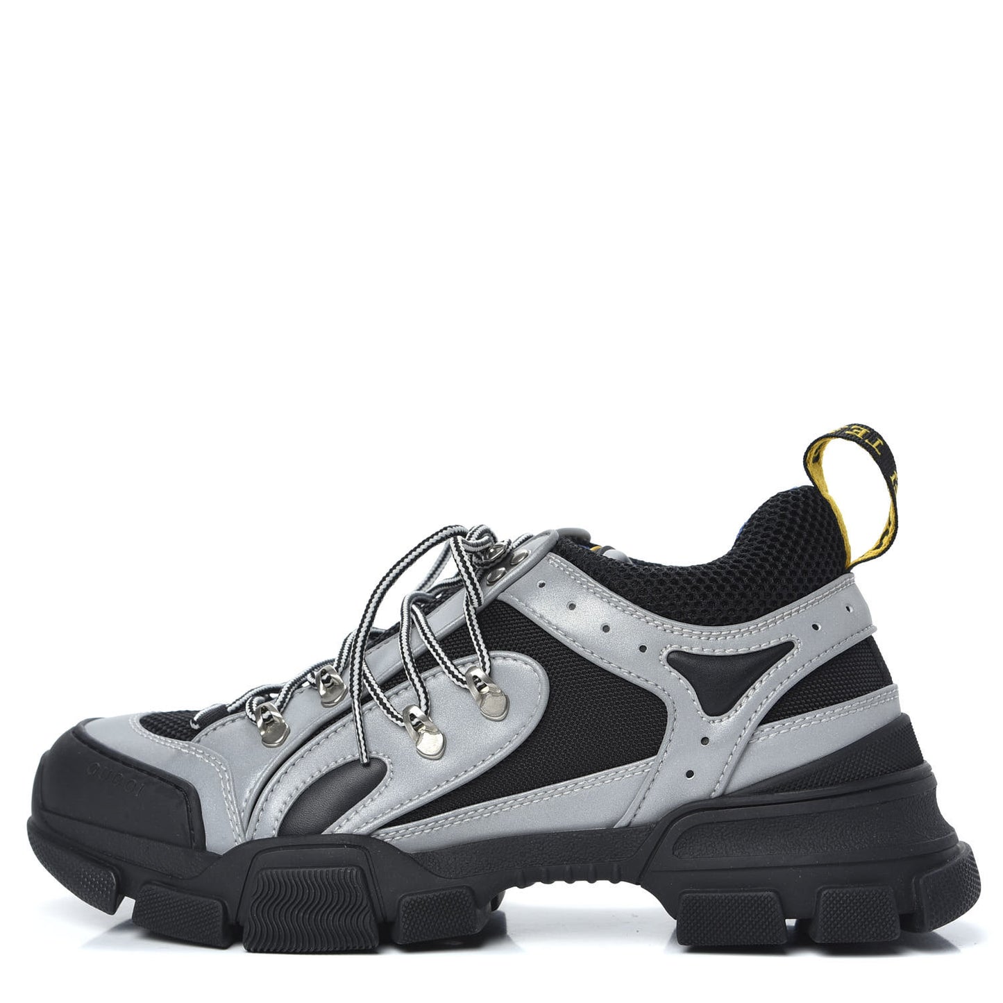 X SEGA Mesh Technical Canvas Calfskin Reflective Mens Flashtrek Sneakers 8 Silver Black