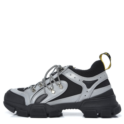Gucci X SEGA Mesh Technical Canvas Calfskin Reflective Mens Flashtrek Sneakers 8 Silver Black 1 of 8