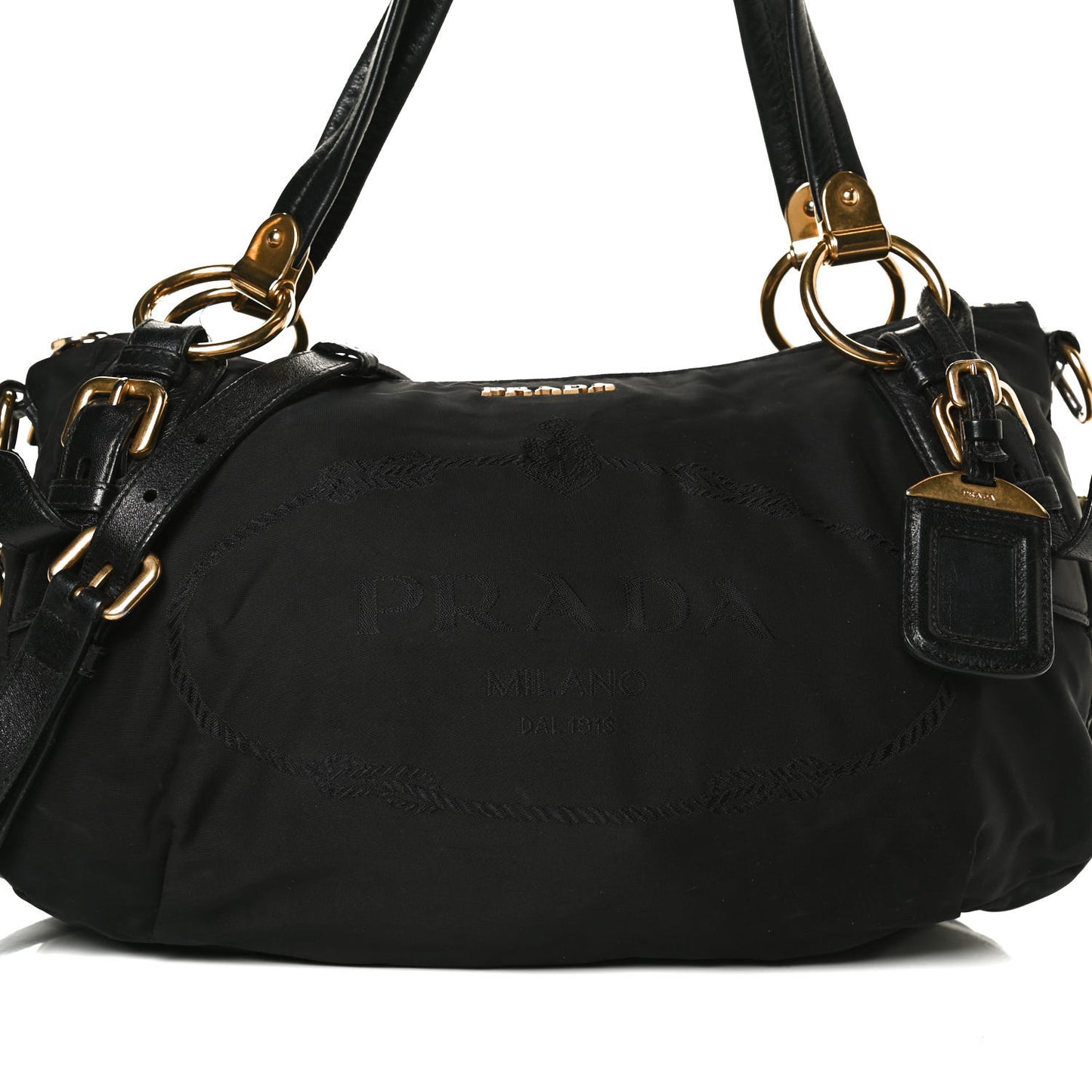 Tessuto Nylon Jacquard Logo Aviator Satchel Black