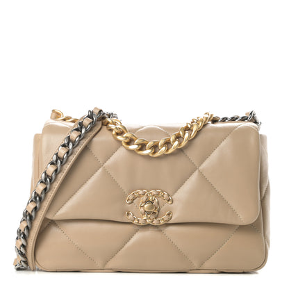 Chanel Lambskin Quilted Medium Chanel 19 Flap Dark Beige 1 of 11