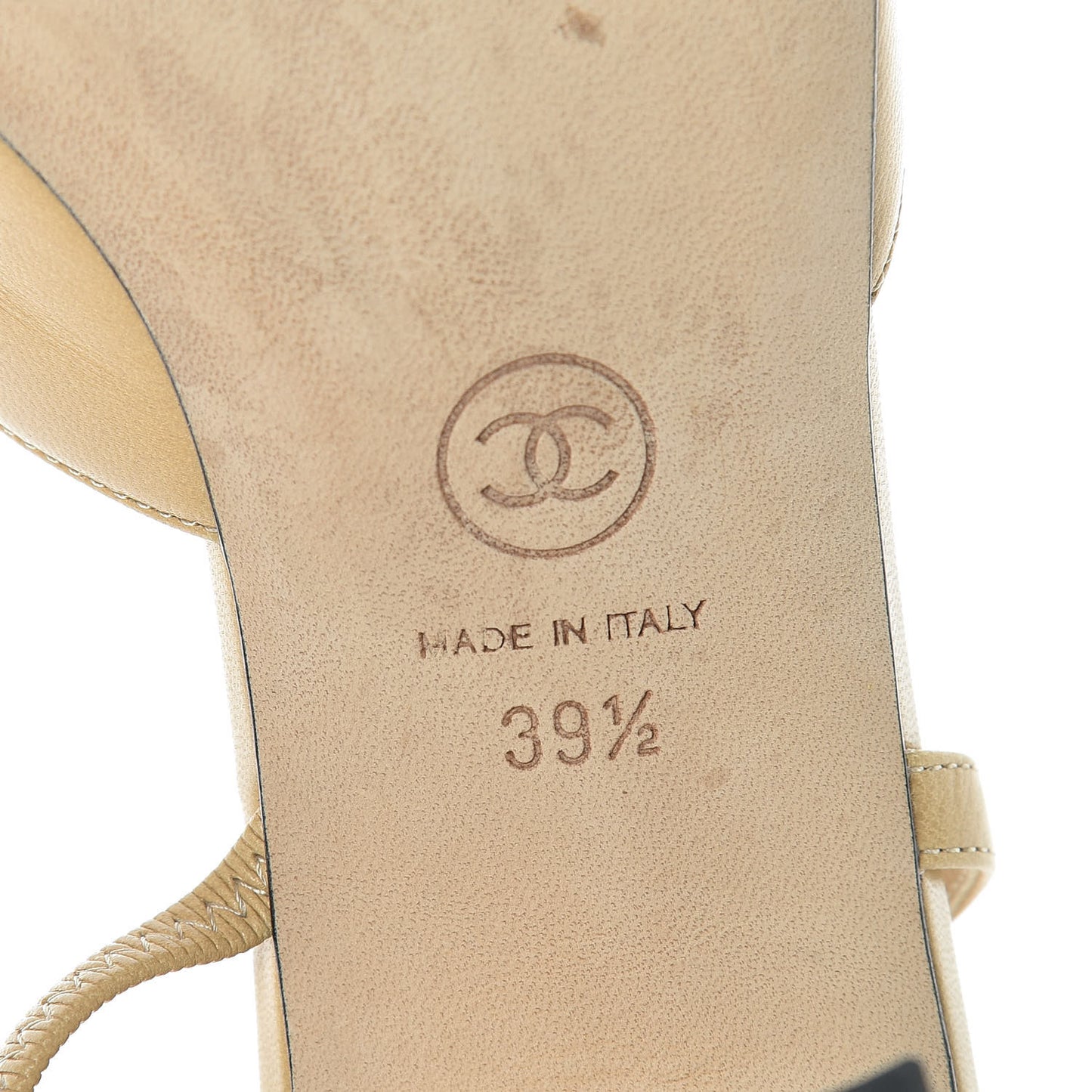 Goatskin Grosgrain Cap Toe CC Slingback Pumps 39.5 Beige Black