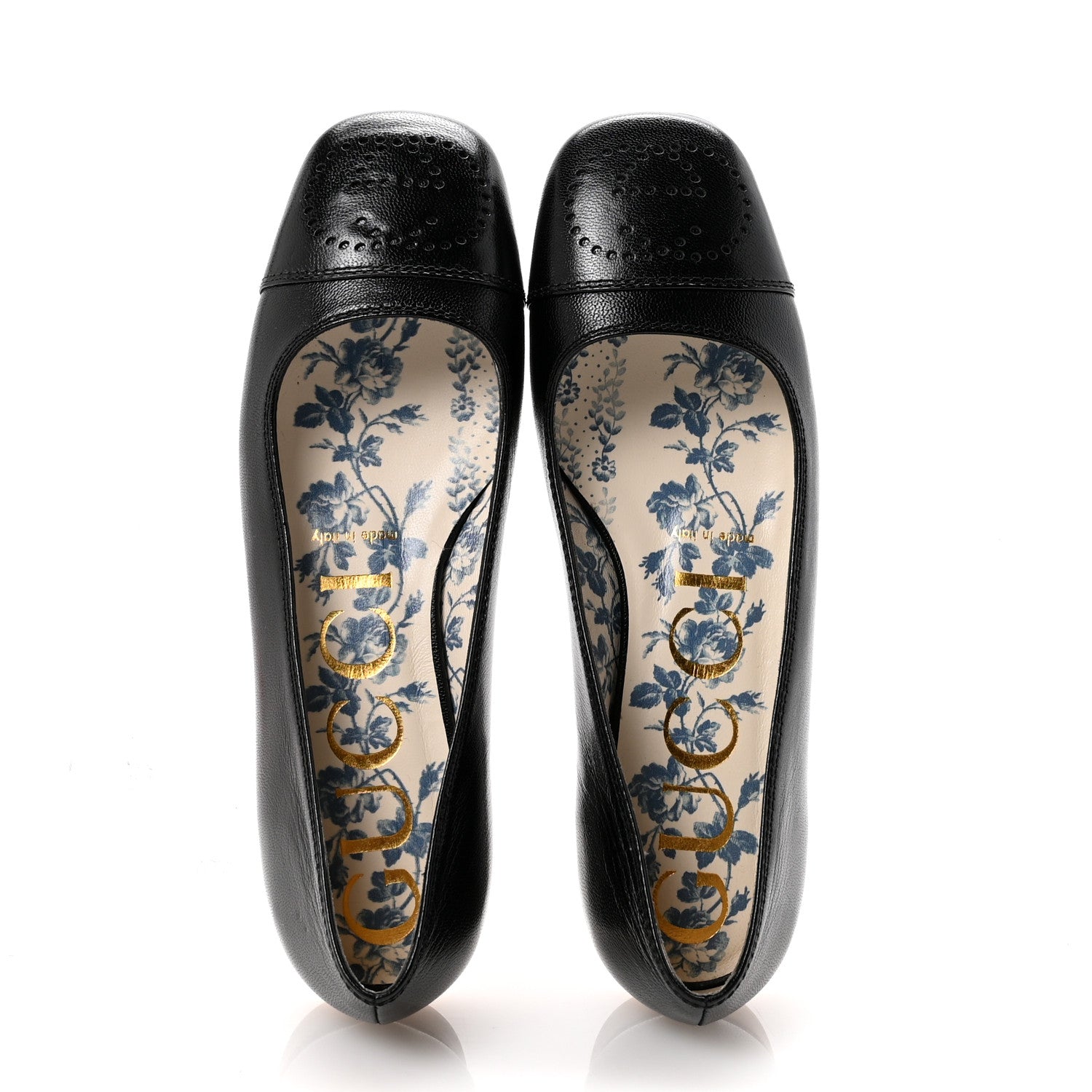 Gucci Goatskin Perforated Interlocking G Ballet Flats 35.5 Black 2 of 10