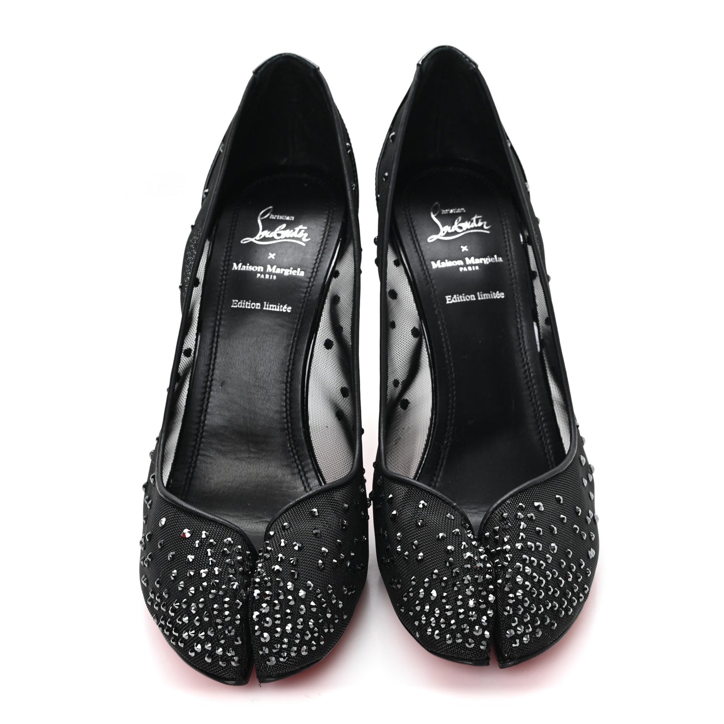 X MAISON MARGIELA Rete Glitter Specchio Bridiela Una Strass Tabi Pumps 39.5 Black