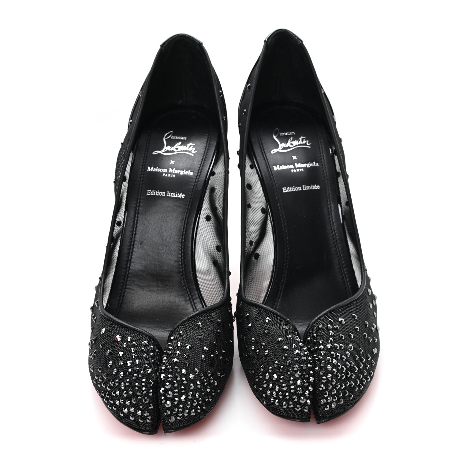 Christian Louboutin X MAISON MARGIELA Rete Glitter Specchio Bridiela Una Strass Tabi Pumps 39.5 Black 3 of 8