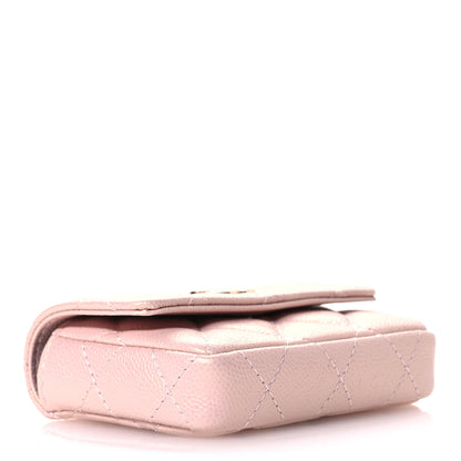 Chanel Iridescent Caviar Quilted Pearl On Top Coin Purse With Chain Light Pink 4 of 11