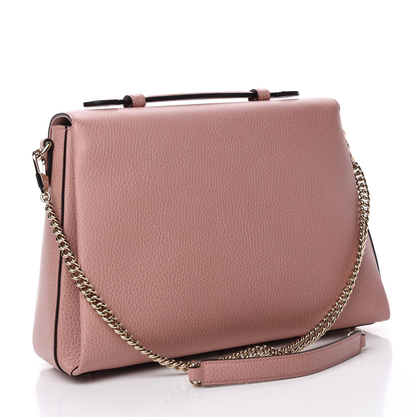 Dollar Calfskin Medium Interlocking G Top Handle Shoulder Bag Soft Pink