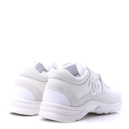 Chanel Suede Calfskin Fabric CC Sneakers 39 White 4 of 9