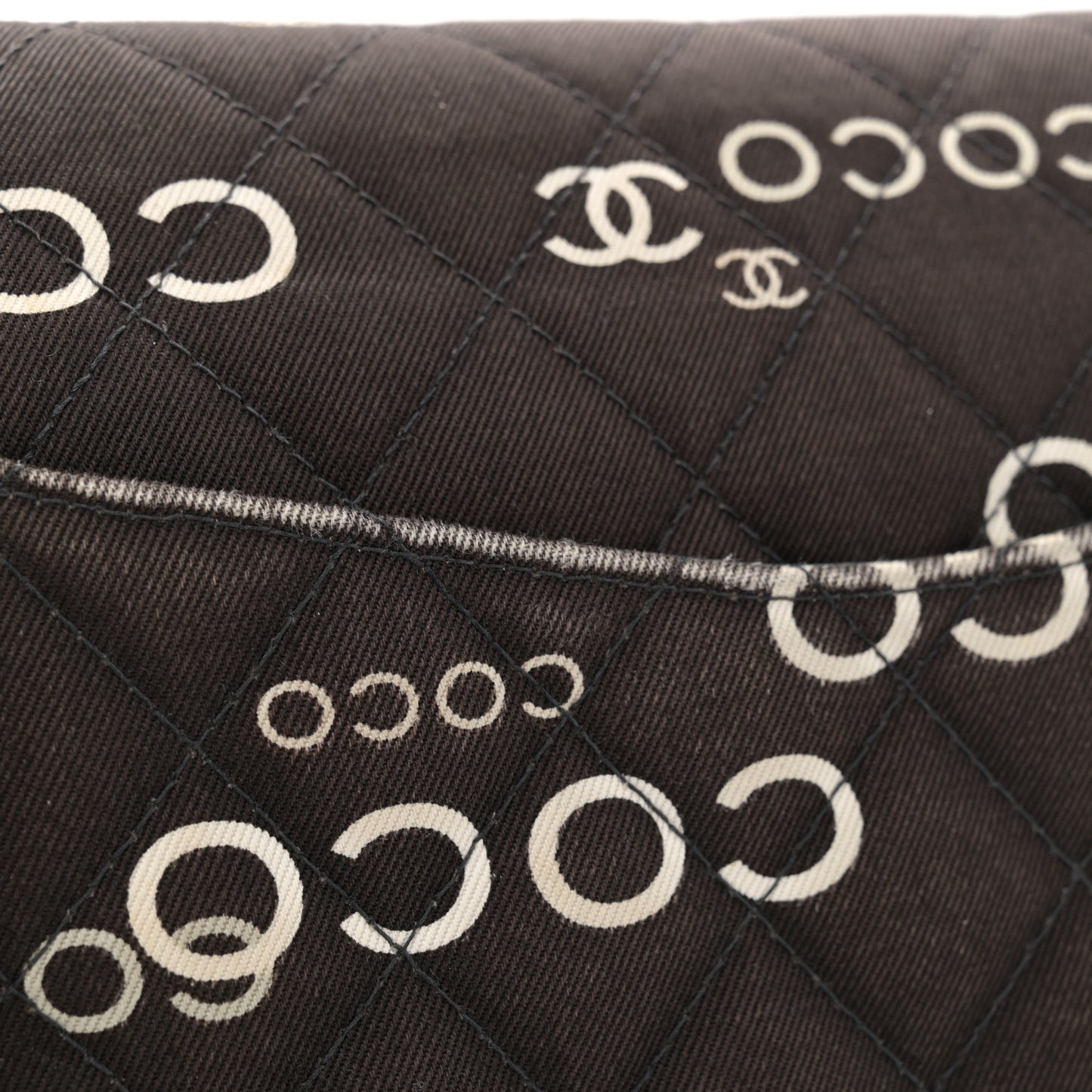 Canvas Coco Printed Quilted Medium Double Flap Black White