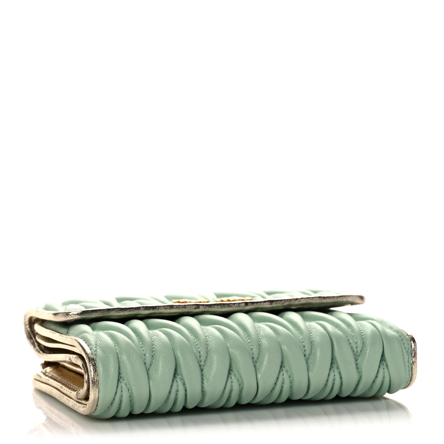 Nappa Matelasse Flap Tri-Fold Wallet Rugiada Pirite