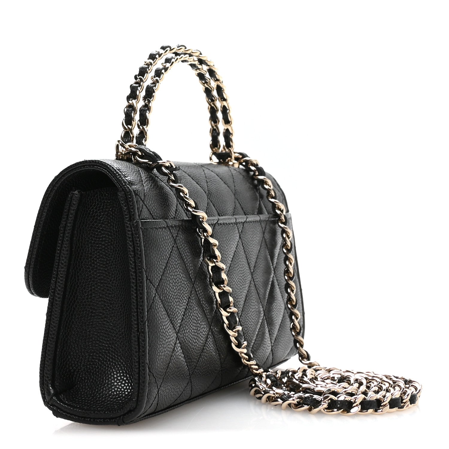 Chanel Caviar Quilted Chain Match Top Handle Phone Holder With Chain Black 3 of 10