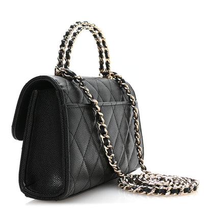 Chanel Caviar Quilted Chain Match Top Handle Phone Holder With Chain Black 3 of 10