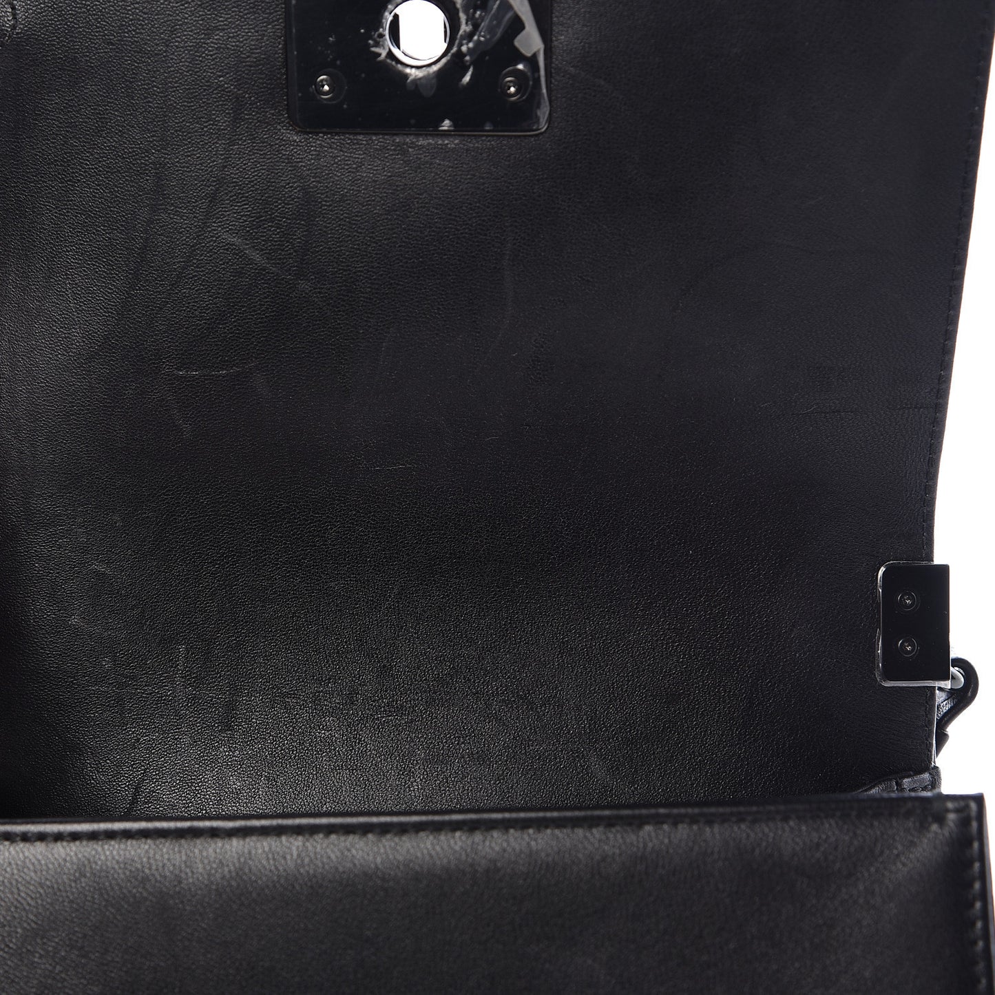 Lambskin Satin LED Metal Small Boy Flap Black