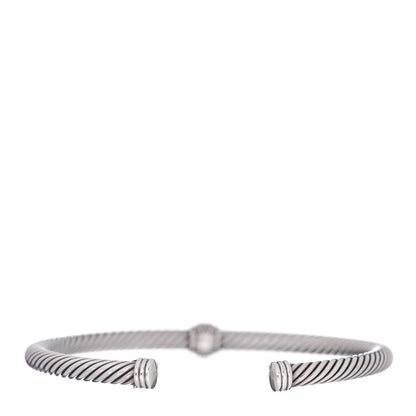 David Yurman Sterling Silver Diamond 4mm Cable Classics Single Station Bracelet 3 of 4