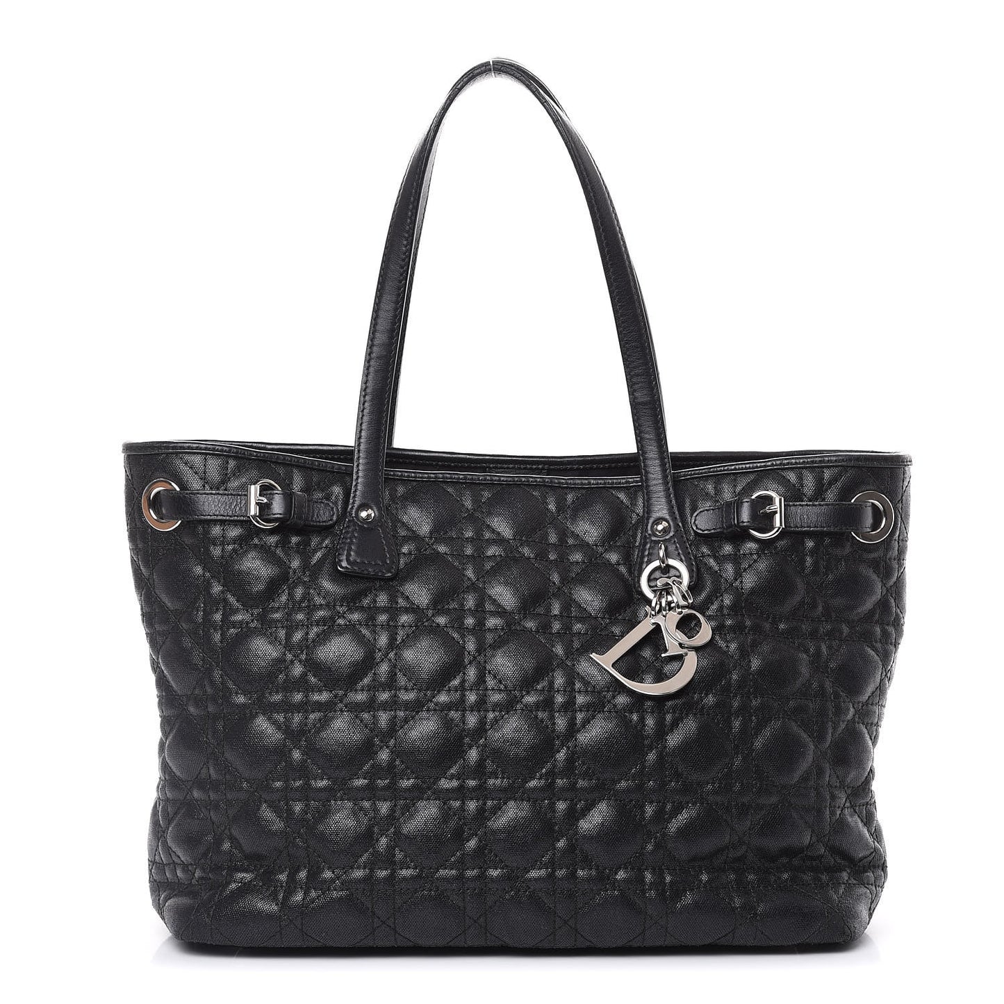 Coated Canvas Cannage Medium Panarea Tote Black