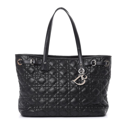 Christian Dior Coated Canvas Cannage Medium Panarea Tote Black 1 of 16