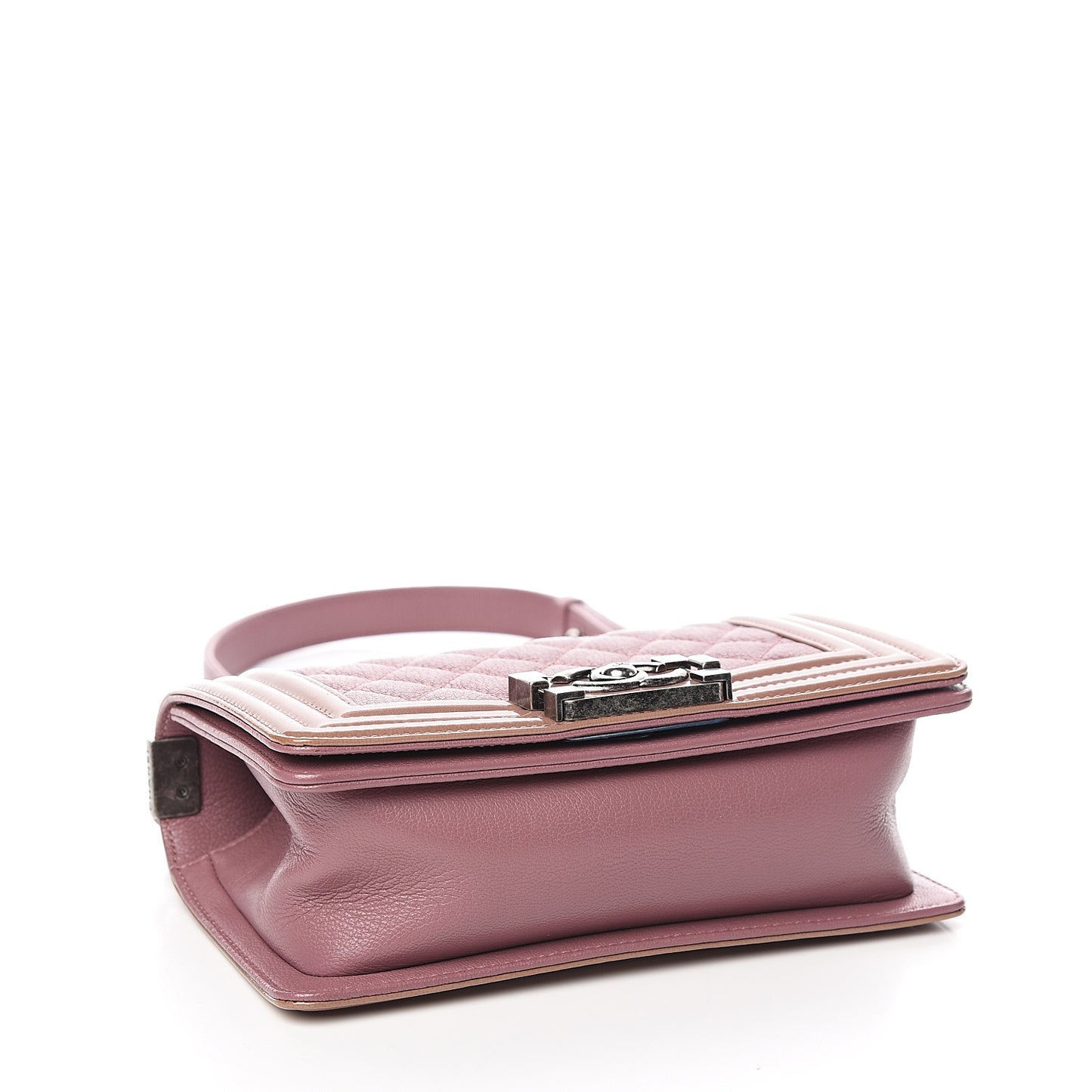 Goatskin Quilted Patent Small Duo Boy Flap Pink