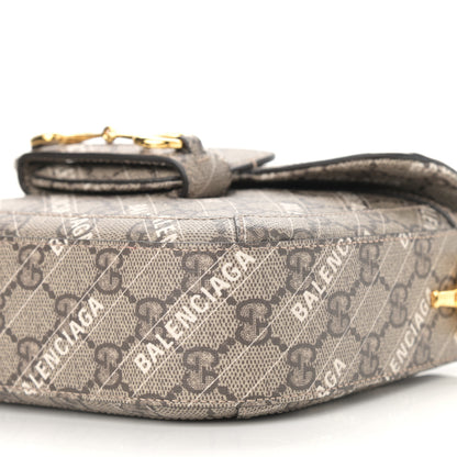 Gucci X BALENCIAGA GG Supreme Monogram Web Logo Print Mini Horsebit 1955 Shoulder Bag Beige Ebony 10 of 11