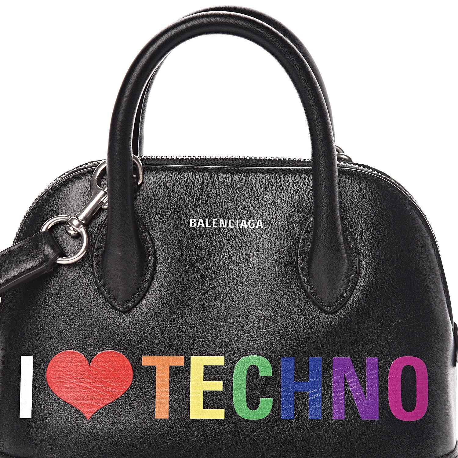 Balenciaga Calfskin I Love Techno XXS Ville Top Handle Bag Black Multicolor 9 of 9