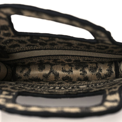 Christian Dior Canvas Mizza Embroidered Mini Leopard Book Tote Beige 5 of 6