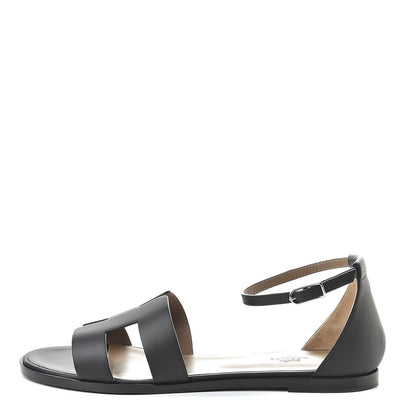 Hermes Calfskin Santorini Sandals 41 Black 1 of 8