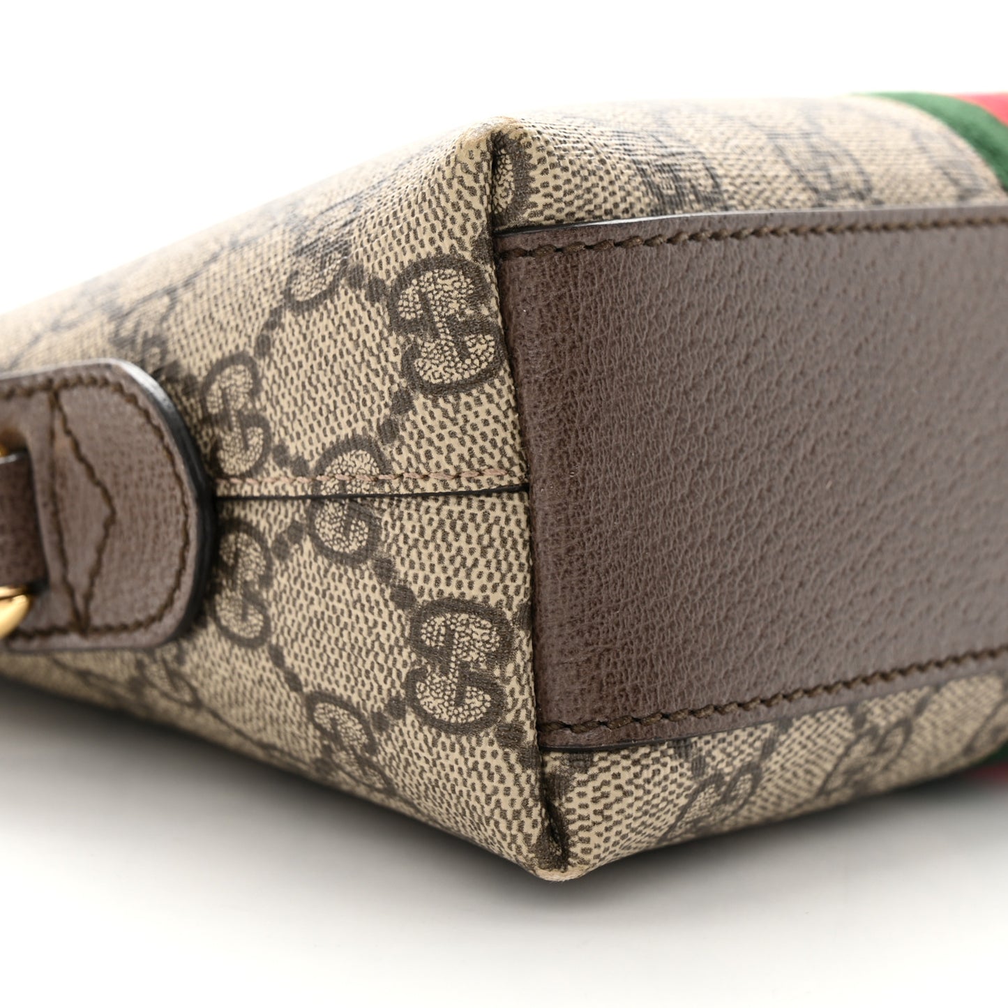 GG Supreme Monogram Textured Dollar Calfskin Web Small Ophidia Dome Shoulder Bag Beige Ebony New Acero
