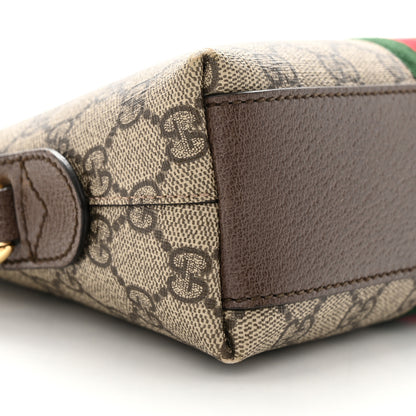Gucci GG Supreme Monogram Textured Dollar Calfskin Web Small Ophidia Dome Shoulder Bag Beige Ebony New Acero 9 of 13