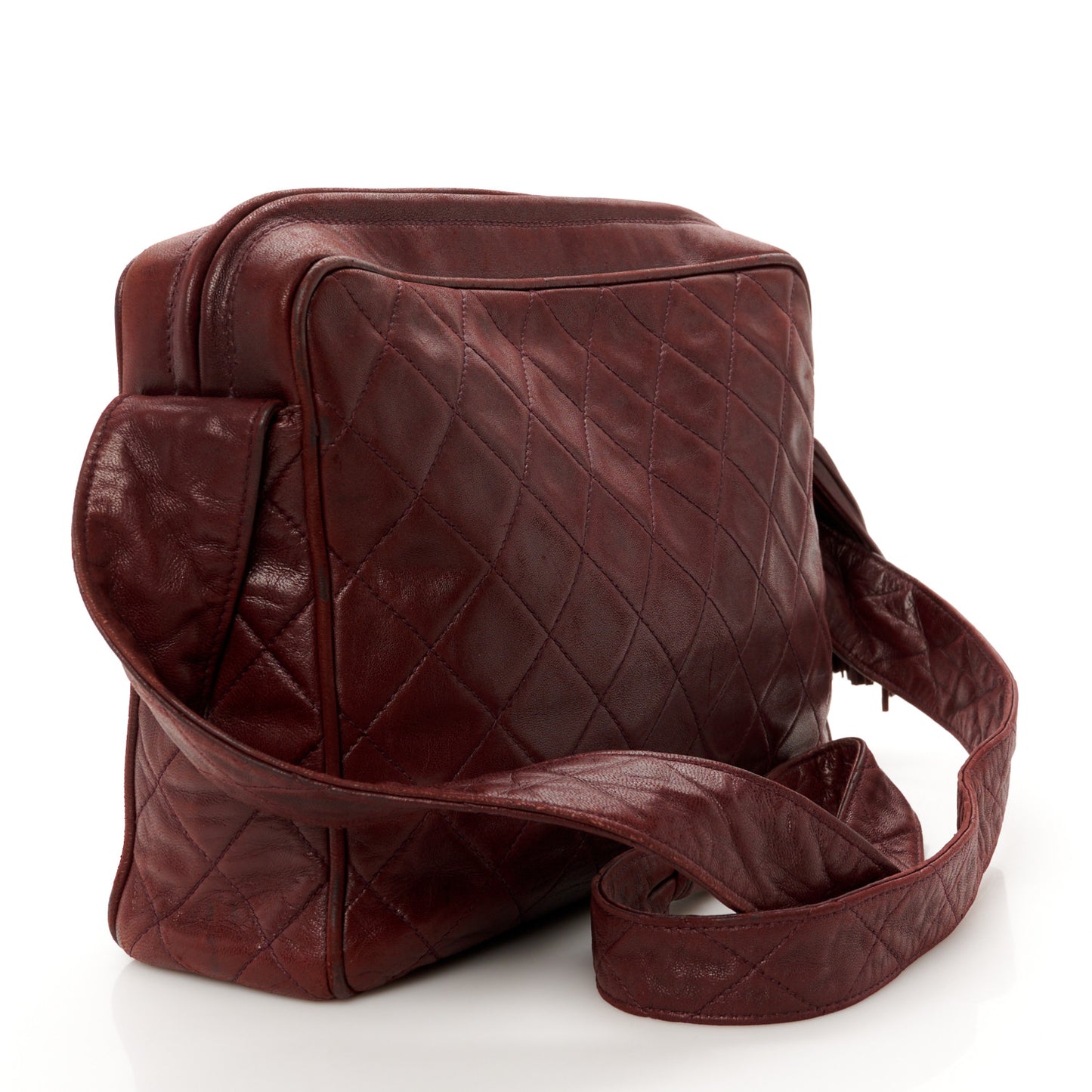 Lambskin Quilted Tassel Camera Case Red