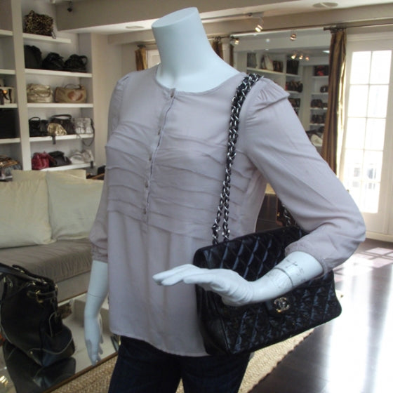 Chanel Distressed Patent Jumbo Flap Black 2 of 12