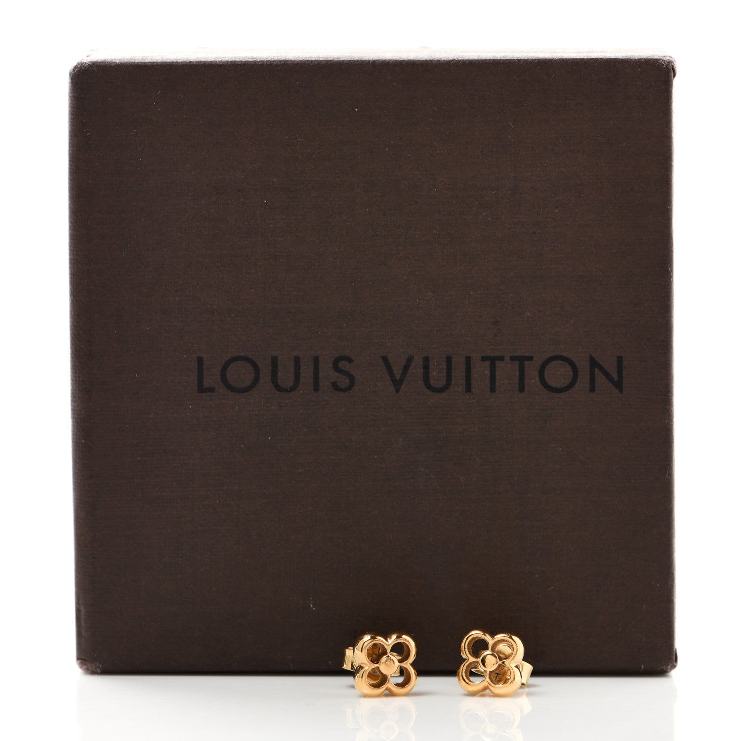 Louis Vuitton Brass Flower Full Stud Earrings Gold 6 of 6