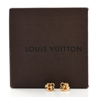 Louis Vuitton Brass Flower Full Stud Earrings Gold 6 of 6