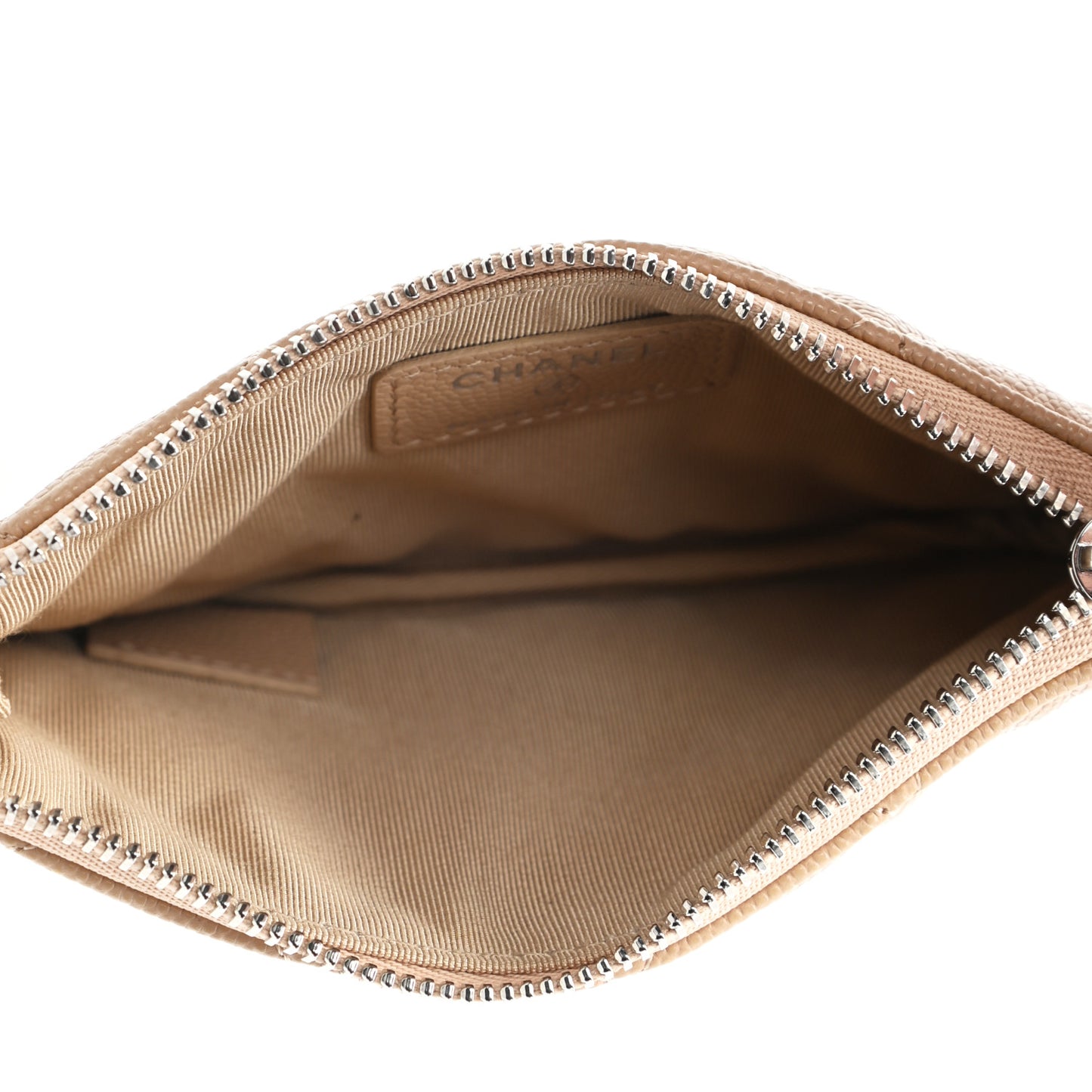 Caviar Quilted Small Cosmetic Case Beige