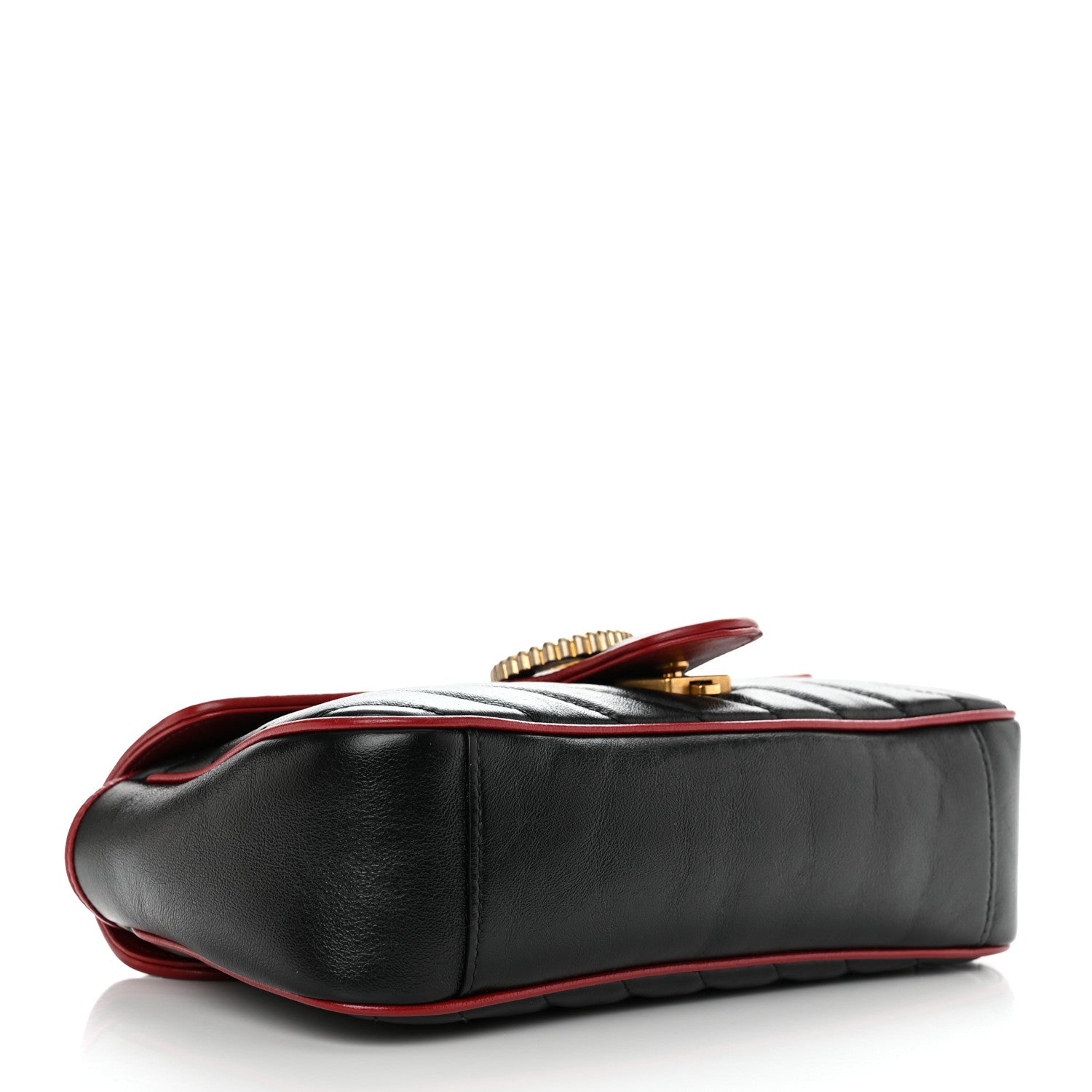 Gucci Vintage Effect Calfskin Matelasse Diagonal Small Torchon GG Marmont Shoulder Bag Black Romantic Cherry 4 of 10