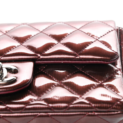 Chanel Striated Patent Quilted Mini Rectangular Flap Burgundy 11 of 14