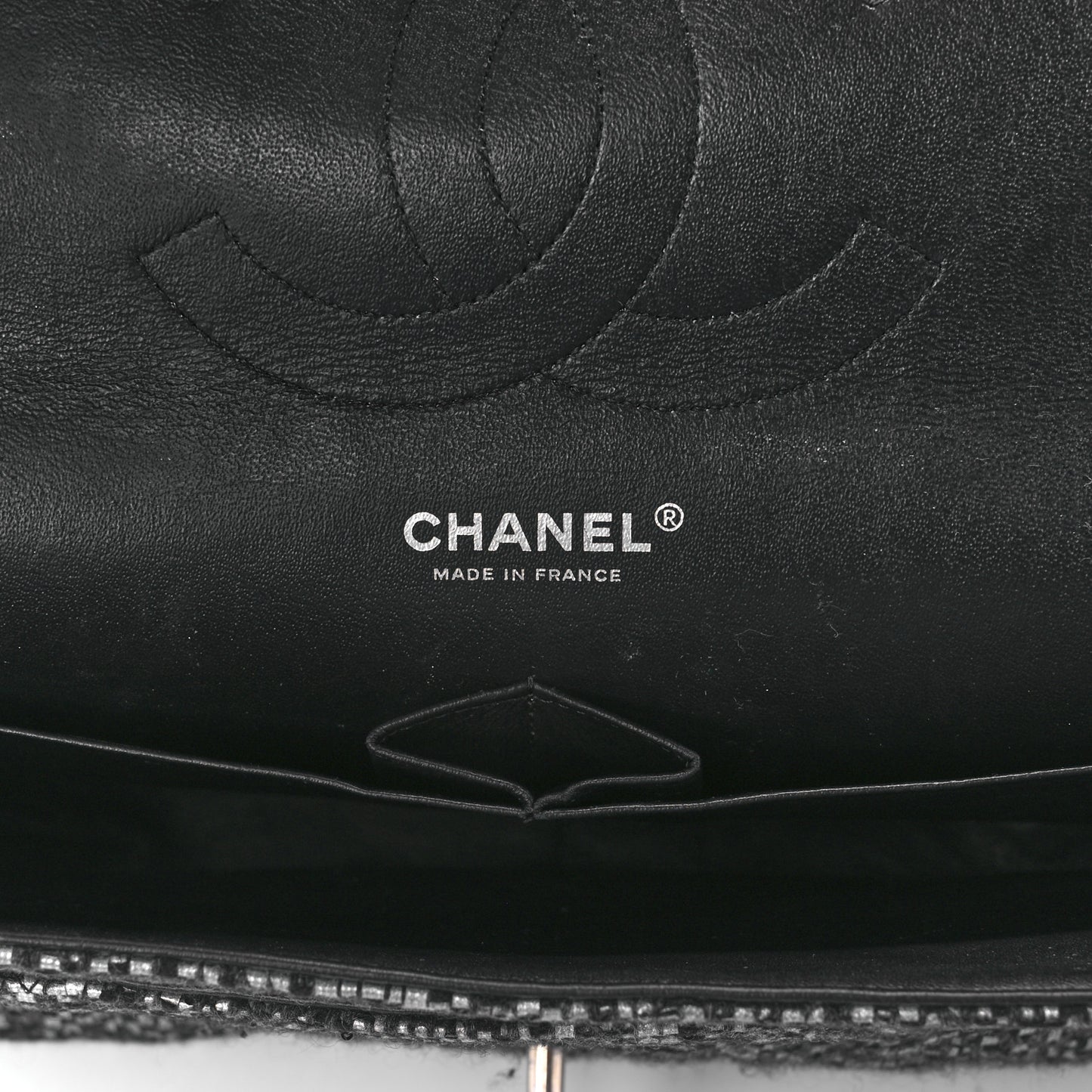 Sequin Tweed Jumbo Double Flap Black Grey
