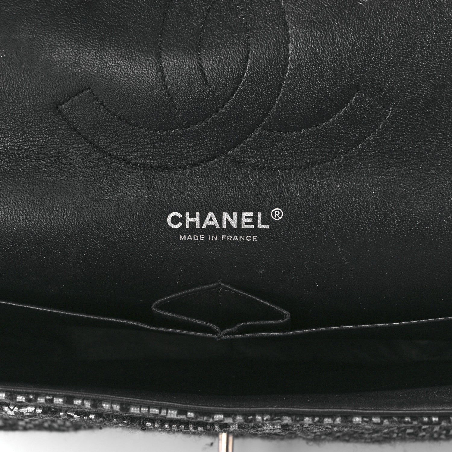 Chanel Sequin Tweed Jumbo Double Flap Black Grey 6 of 12