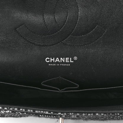 Chanel Sequin Tweed Jumbo Double Flap Black Grey 6 of 12