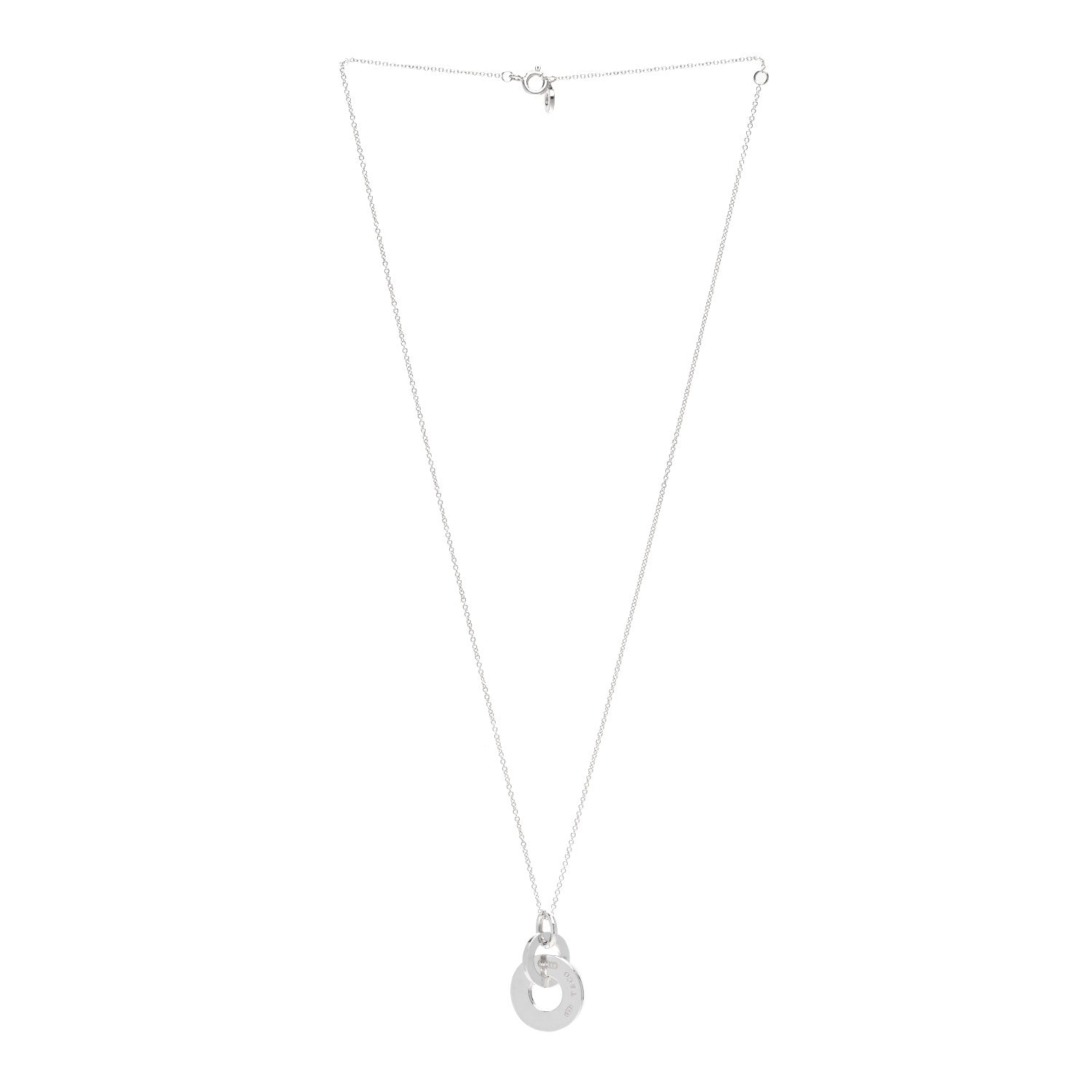 Tiffany Sterling Silver 1837 Double Interlocking Drop Pendant Necklace 3 of 7