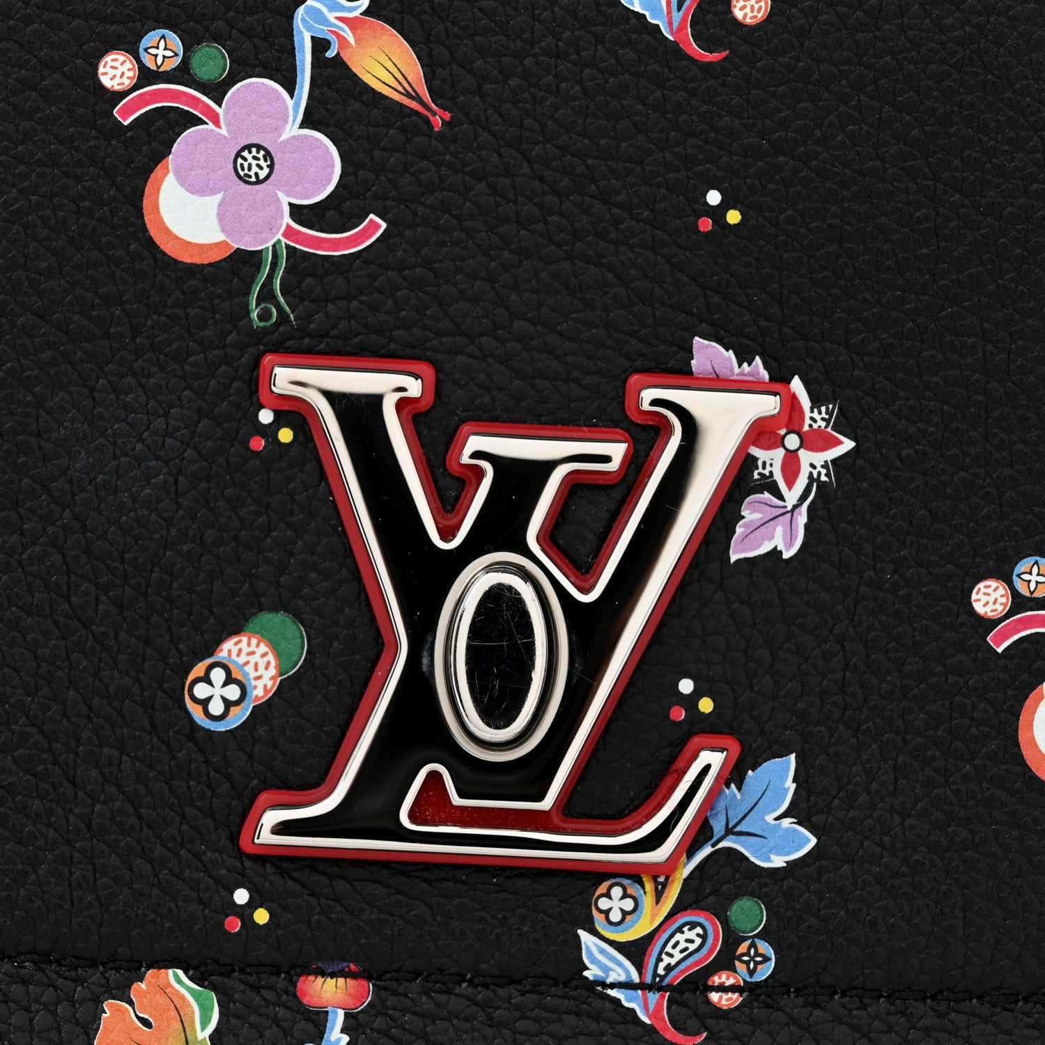 Louis Vuitton Soft Calfskin Lockme II Floral Chain Bag BB Black 11 of 11