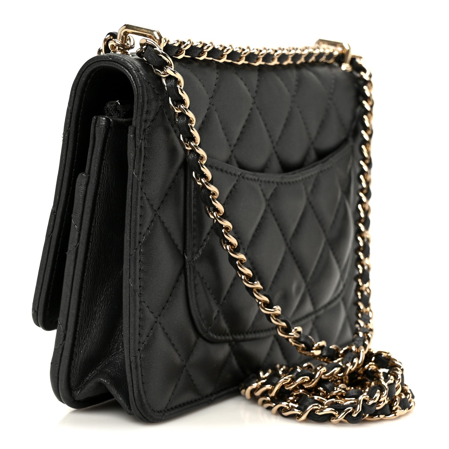 Chanel Pearly Lambskin Quilted Charms Wallet On Chain WOC Black 3 of 11